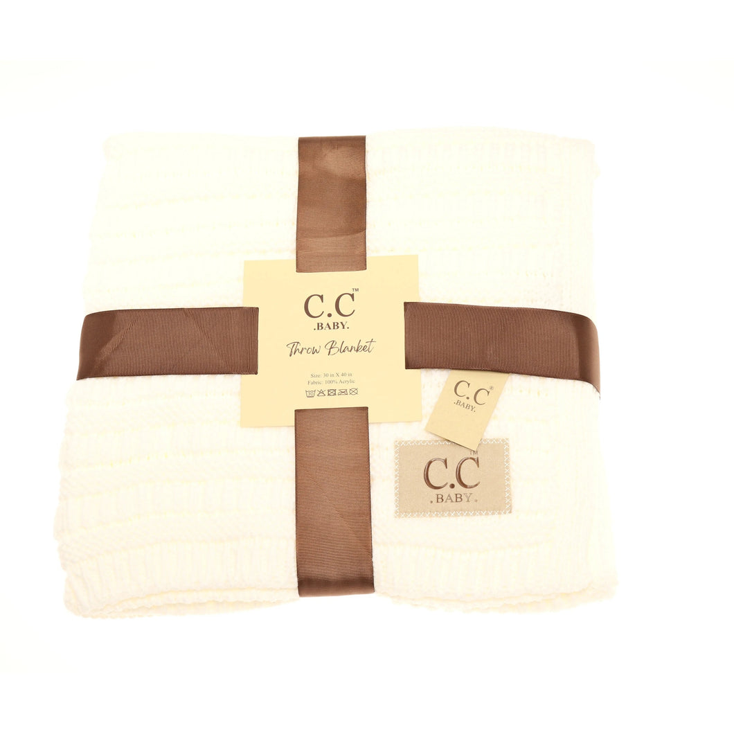 BABY CC Solid Ribbed Knit Blanket - Ivory