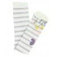 RuffleButts Misty Lilac and Ivory Stripe Floral Footless Ruffle Tights