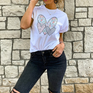 Valentine's Day Floral Hearts Graphic Tee